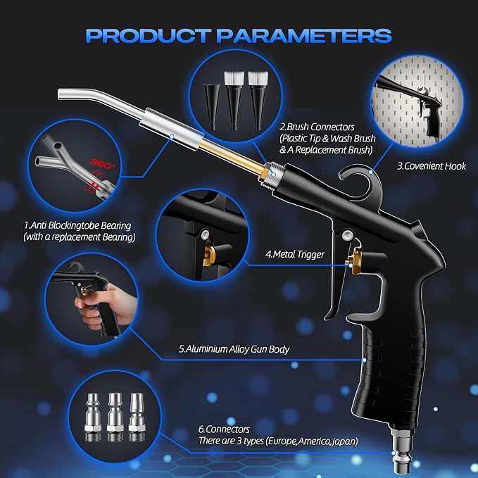Detailing Car Cleaning Gun Interior Dryer Air Blow Gun, High Pressure Blower Gun, Car Detailing Tools for Quickly Blowing Out Dirt and DustWorking with Air