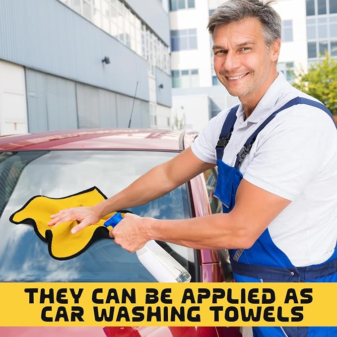 Tallew 50 Pcs Microfiber Towels:16"x16" Microfiber Drying Towels Bulk Micro Fiber Car Cleaning Cloth for Cars Drying Washing Polishing Office Windows Cleaning Household Supplies (Yellow)