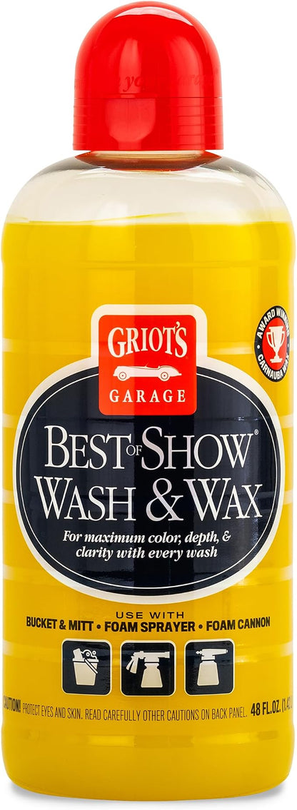Griot's Garage Best of Show Wash and Wax for Car Detailing and Cleaning, Carnauba-Packed Coating, High Gloss Shine and Protection for Auto Paint, 10974, 16oz