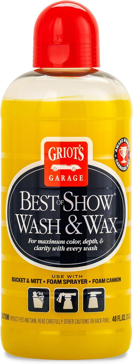 Griot's Garage Best of Show Wash and Wax for Car Detailing and Cleaning, Carnauba-Packed Coating, High Gloss Shine and Protection for Auto Paint, 10974, 16oz