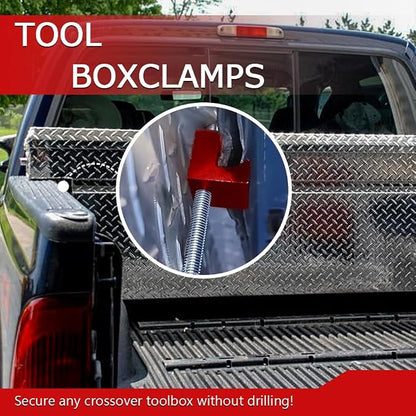 4PCS Truck Tool Box Mounting Kit, Truck Box Hooks, J Hook Truck Crossover Tool Boxes for Bed of Truck Aluminum Pickup Toolbox Rail Mounting Kit for Fix Tool Boxes Tie Downs Comes With Fastening Nuts