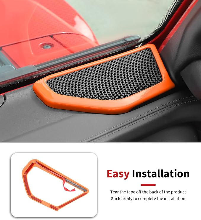 JWWY Interior Trim Kit Dress-Up Kit Decor Set Center Console Gear Shift Dashboard Panel,Door Window Switch Knob Speaker Cover Trim for 2024–2026 Jeep Wrangler JL JLU & Gladiator JT Oranger 28pcs