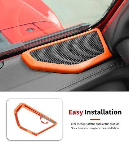 JWWY Interior Trim Kit Dress-Up Kit Decor Set Center Console Gear Shift Dashboard Panel,Door Window Switch Knob Speaker Cover Trim for 2024–2026 Jeep Wrangler JL JLU & Gladiator JT Oranger 28pcs