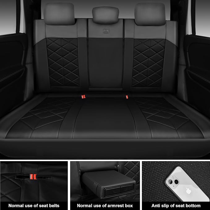 CAR PASS Memory Foam Leather Seat Covers Full Set, Breathable Perforated Nappa Leather Seat Covers Universal Fit for Cars,SUV,Truck Seat Covers Thick 3D Foam Comfortable, Airbag Compatible Black Gray