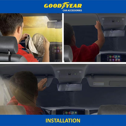 Goodyear Foldable Windshield Sunshade for Hyundai Sonata 2016-2019, Car Accessories, Sunshade Cover, Sun Shade Car Windshield, Window Sun Blocker - GY008273