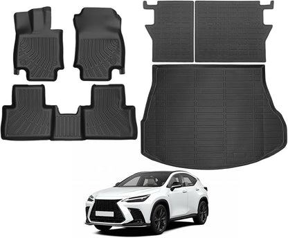 Floor Mats for 2022-2026 Lexus NX (NX250/NX350, Not for NX350h &NX450h+), Trunk Mat and Backrest Mat All Weather TPE Protector for Lexus NX Accessories