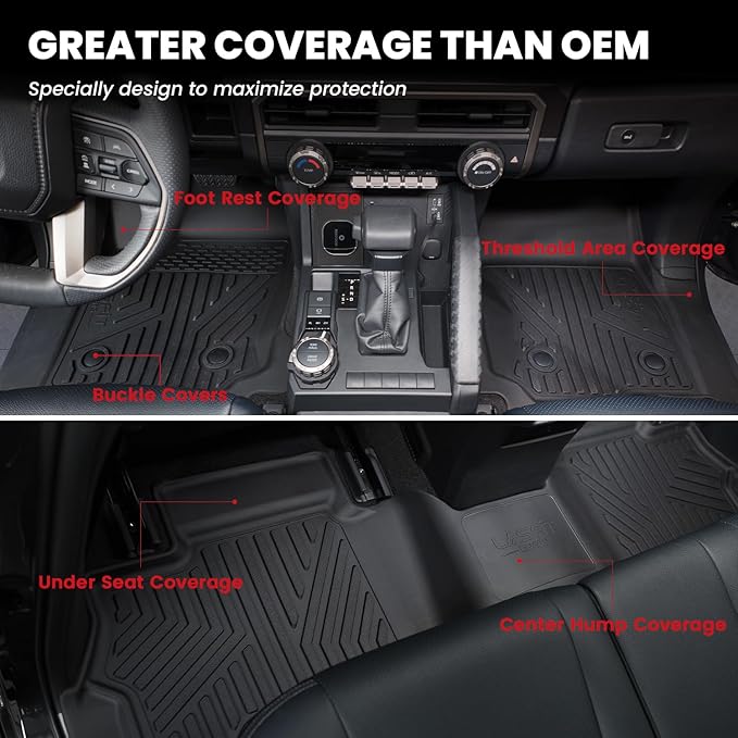 LASFIT Floor Mats & Cargo Liner with Backrest Mat for Ford Explorer 2022-2025 2026 6 Passenger, Custom Fit All Weather Protector TPE Easy Clean Floor Liners, Car Mats for Explorer Accessories, Black