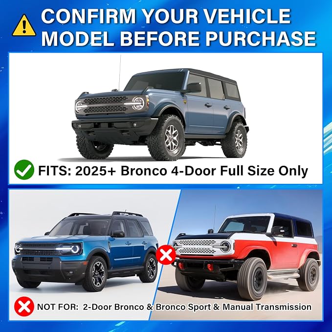 Upgrade Center Console Organizer for Ford Bronco 4 Door 2025 2026 Full Size Armrest Storage Box for Ford Bronco Accessories(Not for 2-Door & Bronco Sport & Manual Transmission)+Sunglasses Holder