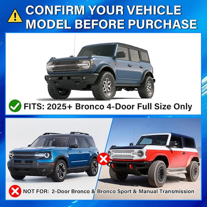 Upgrade Center Console Organizer for Ford Bronco 4 Door 2025 2026 Full Size Armrest Storage Box for Ford Bronco Accessories(Not for 2-Door & Bronco Sport & Manual Transmission)+Sunglasses Holder
