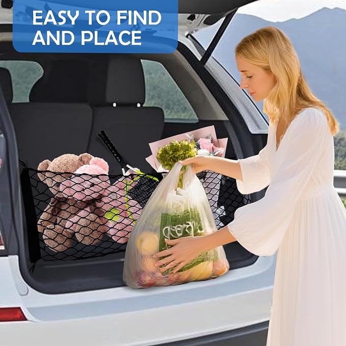 Envelope Style Cargo Net for 2021-2025 2026 Chevy Tahoe/Suburban/GMC Yukon Accessories, Rear Trunk SUV Mesh Cargo Net, Upgraded 5mm Bungee & Double-Layer Nylon Storage Netting Grocery&Tools Organizer