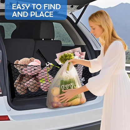 Envelope Style Cargo Net for 2021-2025 2026 Chevy Tahoe/Suburban/GMC Yukon Accessories, Rear Trunk SUV Mesh Cargo Net, Upgraded 5mm Bungee & Double-Layer Nylon Storage Netting Grocery&Tools Organizer