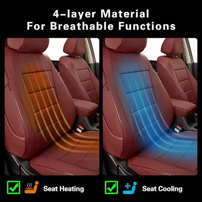 EKR CRV Seat Covers Custom Fit for Honda CRV 2015 2016 Full Set Car Seat Cover for SUV, Leather Truck Seat Protectors,Faux Leather(Burgundy)