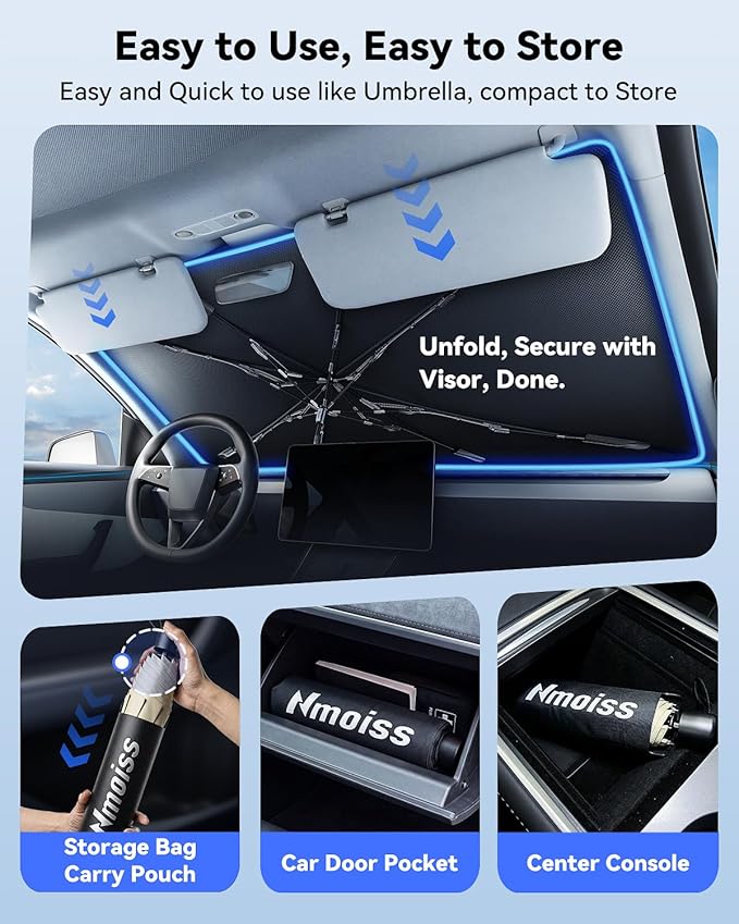 Nmoiss Windshield Sun Shade Umbrella for Hyundai Sonata 2011-2026 Accessories, [Vinyl Coating Heat Shield] Protect Car from Sun Rays & Heat Damage Keep Cool and Protect Interior