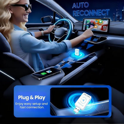 Newly Upgraded Wireless CarPlay Adapter 2026 : Slim, Lightweight and Portable, Plug-and-Play. Easy to Operate with Stable Connection and no lag, Compatible with iPhone and Android Devices.