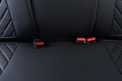 Tomatoman Tacoma Rear Seat Covers 2005-2024 2025 2026 TRD Sport Offroad Limited SR5 V6 Crew Double Extended Cab Truck Back Car Cushions with Waterproof Faux Leather (Rear Seat/Black-Blue)