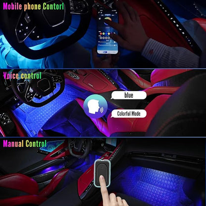 Door Speaker Relays Cover Trim w/Neon Accent Lights fit for C8 Corvette 2019-2024,LED Ambient Foot Lights,Atmosphere Door Storage Box Lamps,Voice APP Button Switching Control,RGB