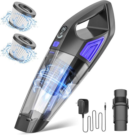 ATONEP Handheld Vacuum Cordless Cleaner,Powerful Portable and Dust Buster Hand Vcauum Rechargeable with Large-Capacity Battery for CarPetOfficeHome (Mixed Colors) (Dark Blue)