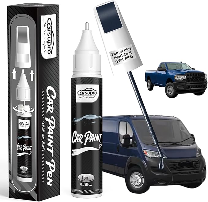 Patriot Blue Pearl-Coat(PPX/RPX) for Ram Touch Up Paint Pen, 2 in 1 Car Scratch Remover with Pen Tip and Brush, Precise Color Match for Car Paint Scratch Repair, Quickly and Easily Fix Chips and Nicks