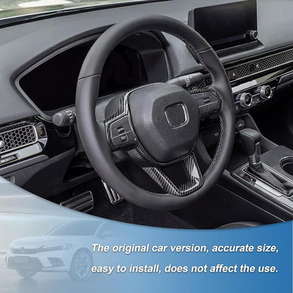Carbon Fiber Steering Wheel Cover Compatible with 2022-2026 11th Gen Honda Civic