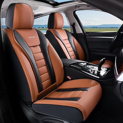 Coverado Car Seat Covers, Front Covers for Cars, Car Seat Cover Front Seats, Automotive Seat Cover, Waterproof, Leather Car Seat Cushion, Universal Interior Covers Seat Protectors for Most Cars