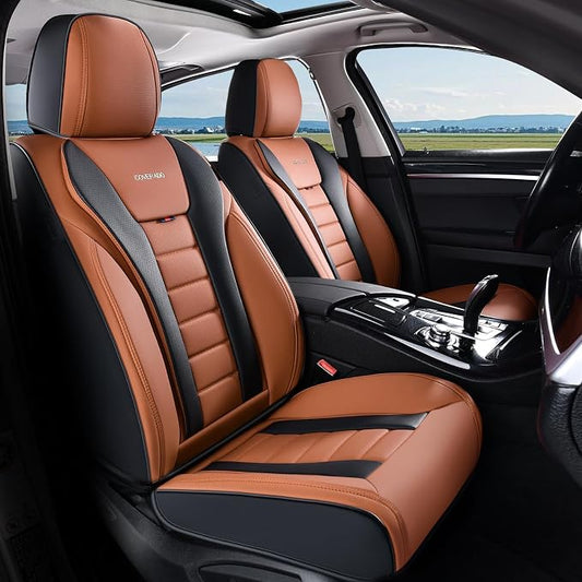 Coverado Car Seat Covers, Front Covers for Cars, Car Seat Cover Front Seats, Automotive Seat Cover, Waterproof, Leather Car Seat Cushion, Universal Interior Covers Seat Protectors for Most Cars