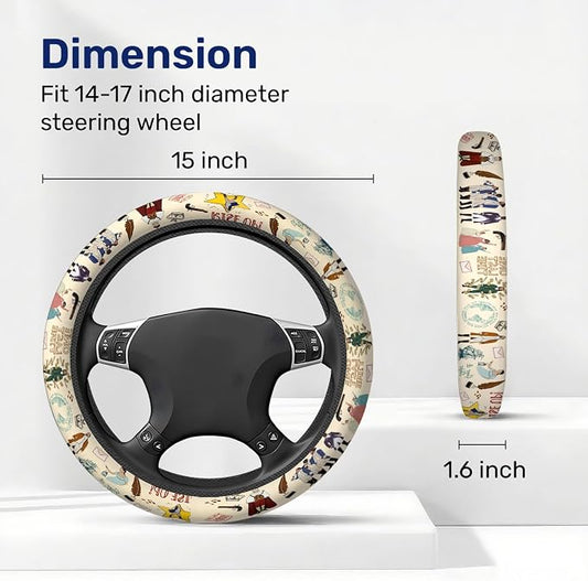 GENANY Historical Musical Steering Wheel Cover, Non Slip Polyester Car Wheel Protector for Car SUV Truck, Universal 15 Inch