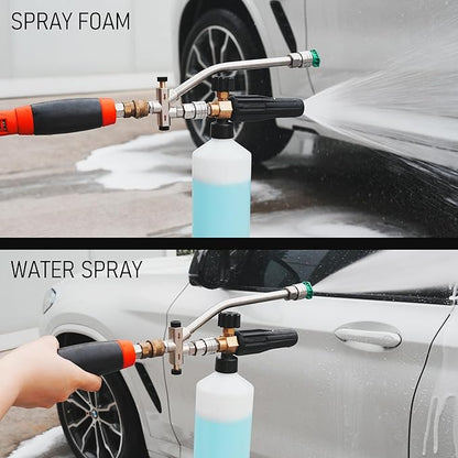 Hourleey Foam Cannon Dual-Connector Accessory, Pressure Washer Double Tip Attachment for Soap Cannon with 5 Power Washer Sprayer Nozzles, 1/4" Quick Connect, 4000 PSI