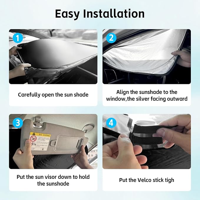 Windshield Sun Shade for Hyundai Venue 2020-2026 Sunshade 300T Windshield Cover Shield Protector Blocks UV Rays Custom Fit Venue Front Window Shades Windshield Accessories Keep Cool Foldable