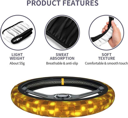 Yellow Bricks Steering Wheel Covers Non Slip Neoprene Universal 15 Inch Steering Wheel Protector Car Cover for Men Women