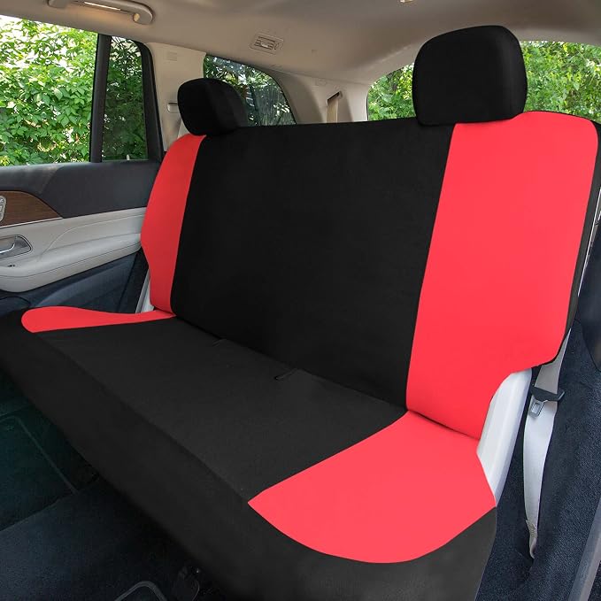Universal Fit Chevron Flat Cloth Car Seat Covers Full Set - Red