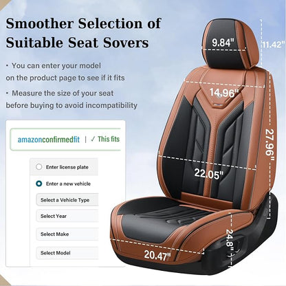 Coverado Seat Covers, Car Seat Covers Full Set, Leather Seat Covers for Cars, Automotive Seat Covers Car Seat Protector Car Accessories Fit for Most Sedans SUV Pick-up Truck(Black&Brown)