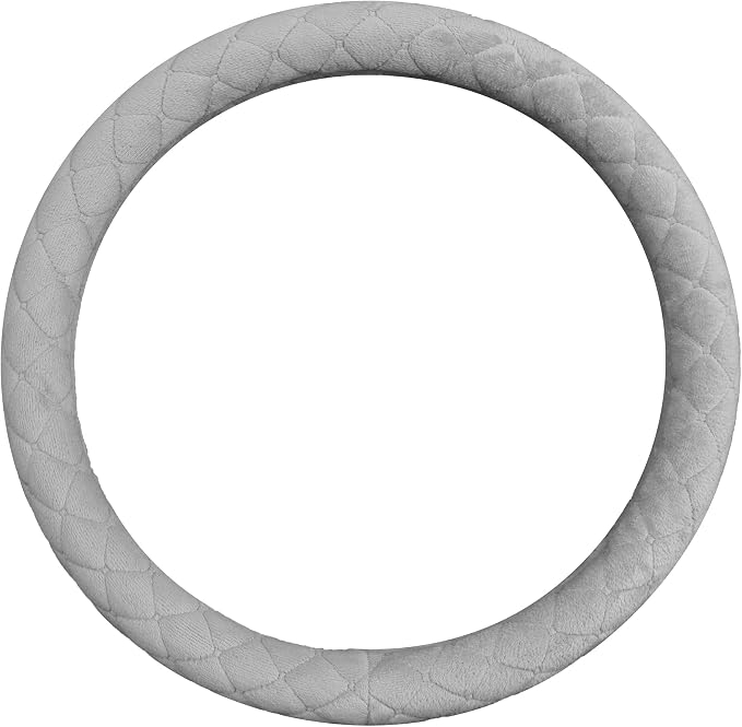 Soft Car Steering Wheel Cover for Sedan, SUV, Warm Luxury Velvet, Odorless, Universal, Anti Slip, Summer Winter, Gray, Large Size[15" 1/2-16"](39-41cm)