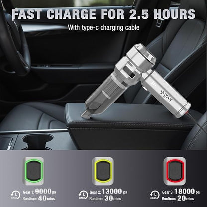 Car Vacuum Portable Cordless 22000PA High Power with Brushless Motor 4-in-1 Compressed Air Duster & Air Blower & Pump Hand Held Vacuum for Car, Home, Office, Ideal Gifts for Men & Women
