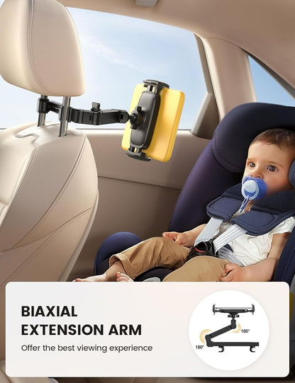 Lamicall Car Headrest Tablet Holder - [3 in 1 Extension Arm] Adjustable Tablet Car Mount for Back Seat, Gifts Road Trip Essentials for Kids, for 4.7-11" Devices, iPad Pro Air Mini, Galaxy, Fire HD