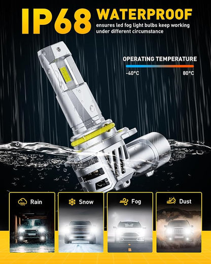 AUXITO 9005 HB3 LED Bulbs, 50000LM Ultra-Bright, Plug N Play, 50000Hrs Long Lifespan, No Flicker, 99% Compatibility, Pack of 2