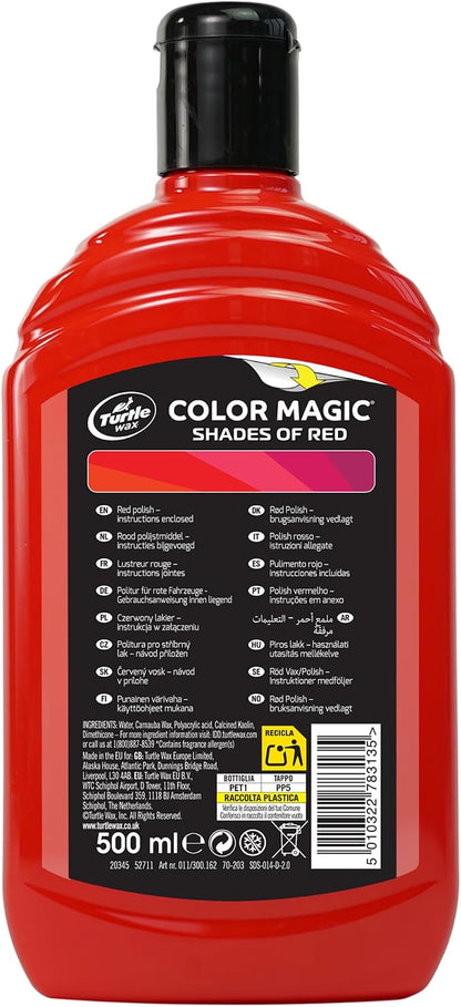 Turtle Wax 52711 Color Magic Car Paintwork Polish Restores Colour & Shine Red 500ml