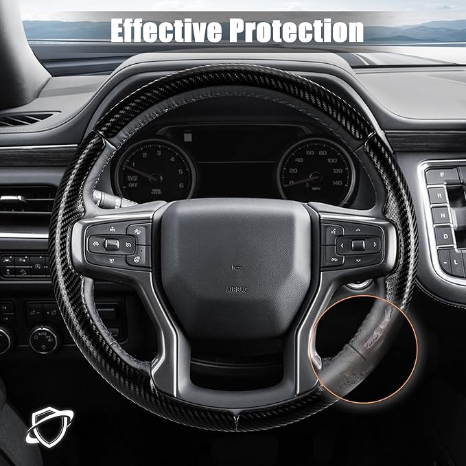 Aimato Customized Steering Wheel Cover for Chevy Silverado 1500 2019-2026/2500 3500 2020-2026/Blazer 2019-2025/Suburban Tahoe 2021-2024,Thin,Anti-Slip,Scratch-Resistant Car Accessory for Chevrolet