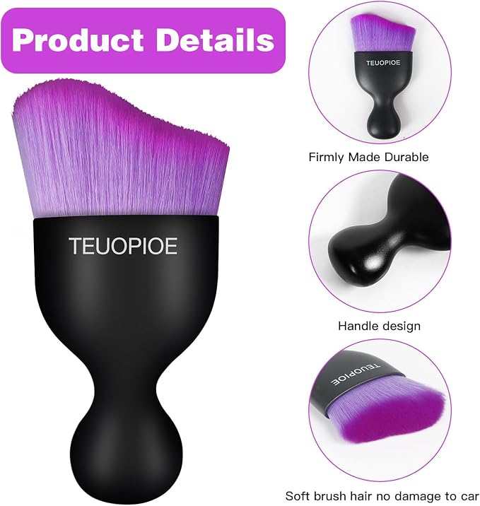 Car Interior Cleaning Brush, Car Duster Interior,Car Detailing Brush Dusting Brush,Car Interior Cleaning Tool, Auto Soft Hair Car Brush,Auto Interior Dust Brush for Air Vents(Black Purple)