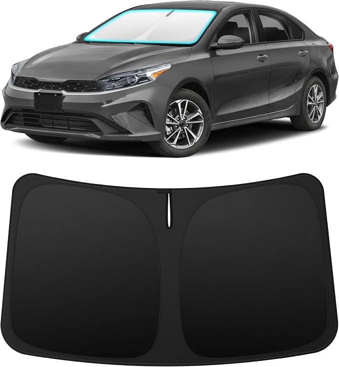 INSAUTO Custom Fit Windshield Sun Shade Accessories for Kia Forte 2019-2024, Foldable Front Window Sunshade, UV & Heat Reflector, Keeps Interior Cool, Includes Storage Bag