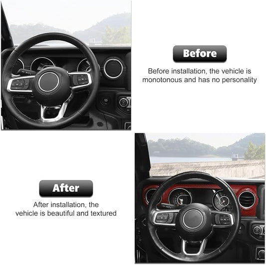 RT-TCZ Center Console Trim Cover Dashboard Control Panel Cover Decorative Interior Accessories for Jeep Wrangler JL JLU & Gladiator JT 2018-2022,Red Carbon Fiber