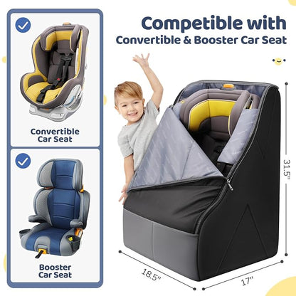 YOREPEK Padded Car Seat Travel Bag for Airplane Travel Compatible with Chicco, Britax, Nuna Rava, Sturdy Car Seat Backpack for Airport with Wear-Resistant Bottom, Large Carseat Cover for Baby Travel
