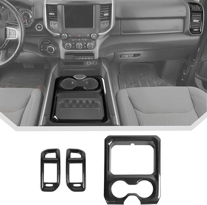 JeCar 3pcs Carbon Fiber Interior Trim Kit for 2019-2024+ Dodge Ram 1500 2500 3500 Interior Accessories