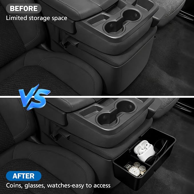 Center Console Hanging Organizer for 2019–2025 Silverado/Sierra 1500 & 2020–2025 Silverado/Sierra 2500HD 3500HD, Split Bench Seat Side Storage Box, Heavy Duty ABS