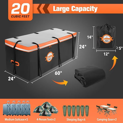 Sailnovo Hitch Cargo Carrier Soft Shell Bag Waterproof 20 Cubic Feet Cargo Bag for Hitch Carrier, PVC Trailer Hitch Storage Bag with 8 Reinforced Straps & Combination Lock & Storage Bag