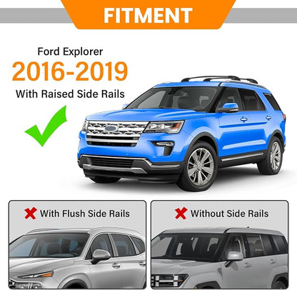 Roof Rack Cross Bars 300lbs Compatible with Ford Explorer 2016 2017 2018 2019 Limited/XLT/Sport/Platinum Heavy Duty Aluminum Lockable Roof Rails Crossbars Rooftop Cargo Carrier Luggage
