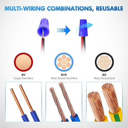 Nilight 400PCS Blue Wire Connectors Kit 20-18 AWG Electric Wire Caps Insulating Insert Twist Electrical Wire Terminal with Spring for Connect Electrical Wiring Automotive Car Truck Boats Marine