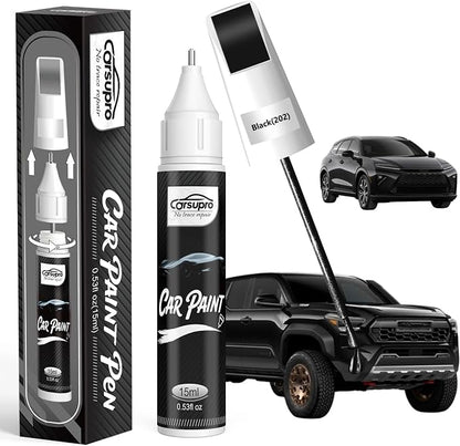 Black(202) for Toyota Touch Up Paint Pen, 2 in 1 Car Scratch Remover with Pen Tip and Brush, Precise Color Match for Car Paint Scratch Repair, Quickly and Easily Fix Chips and Nicks