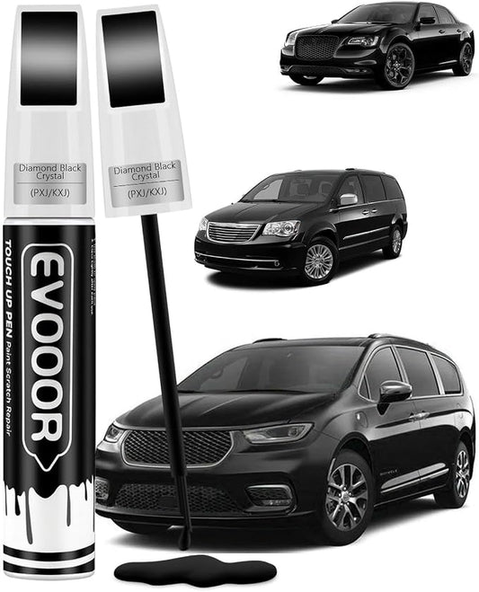 Diamond Black Crystal(PXJ/KXJ) Touch Up Paint Compatible with Chrysler Exact Match 2 in 1 Touch up Paint for Chips and Nicks Repair with 2pcs Disposable Micro Applicators