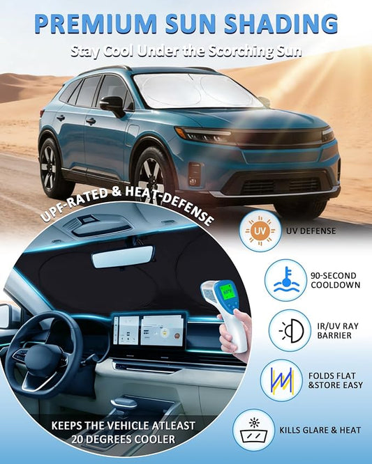 Windshield Sun Shade for Honda Prologue EV 2024-2025 2026, Custom-Fit Prologue Sun Visor Protector, 99% UV Block Heat Sun Shield, Silver Reflective Front Window Sunshade