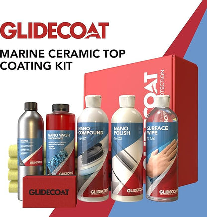 Marine Ceramic Coating Kit - Complete Boat Detailing Supply Kit with Marine Ceramic Coating, Nano Polish, Nano Compound, Nano Wash and Surface Wipe